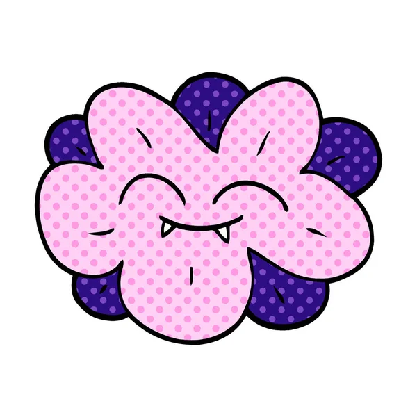 Cartoon Doodle Blume Mit Reißzähnen — Stockvektor