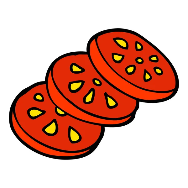 Cartoon Doodle Affettato Pomodoro — Vettoriale Stock