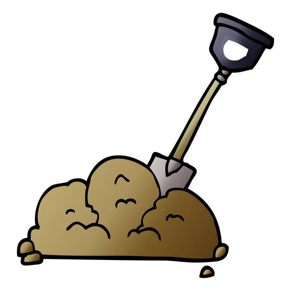 Мультипликационная лопата в грязи
