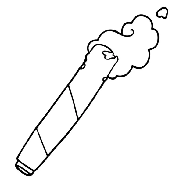 Linienzeichnung Karikatur Gedrehte Zigarette — Stockvektor