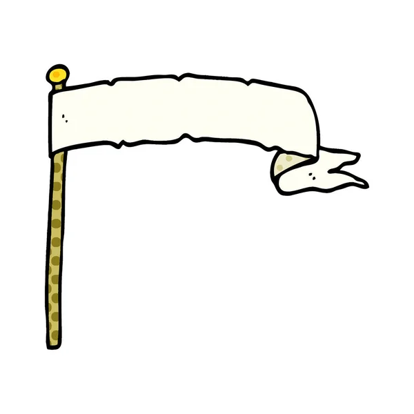 Desenho Animado Doodle Acenando Bandeira Branca — Vetor de Stock