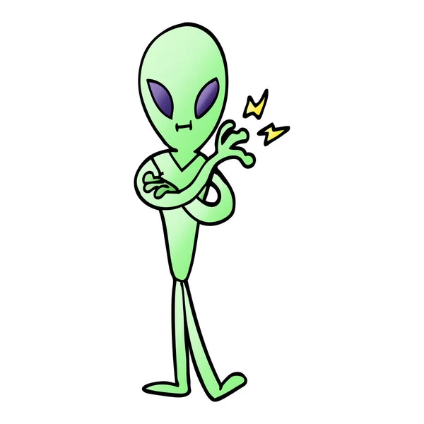 Dibujos Animados Doodle Alien Ilustración Vectorial — Archivo Imágenes Vectoriales