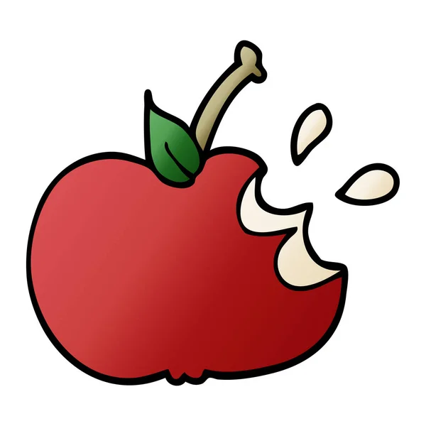 Cartoon Doodle Juicy Bitten Apple — Stock Vector