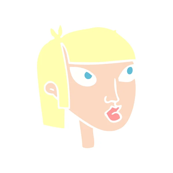 Illustration Couleur Plate Visage Féminin — Image vectorielle