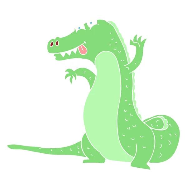 Flachfarbige Illustration Von Krokodil — Stockvektor