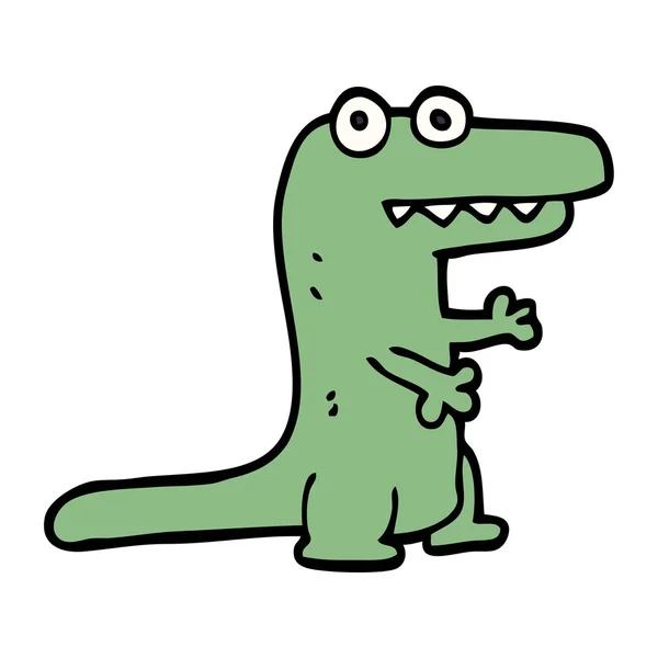 Desenho Animado Doodle Crocodilo Ilustração — Vetor de Stock