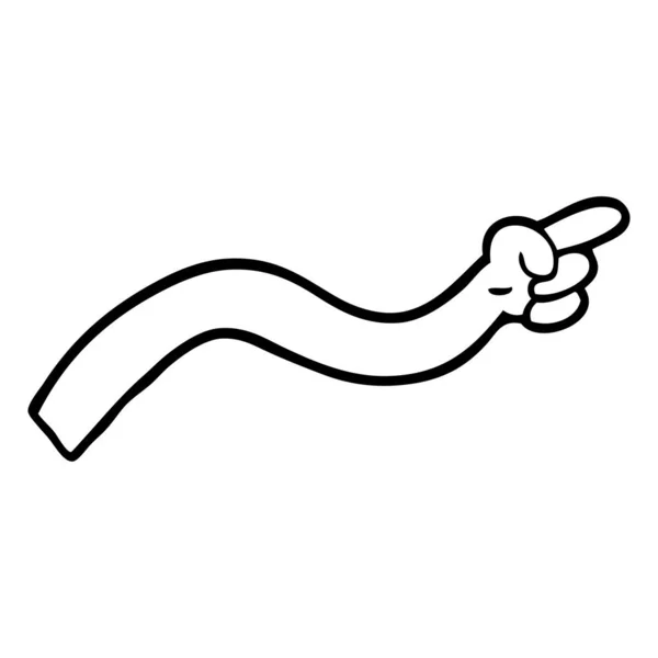 Black White Cartoon Pointing Arm — Stock Vector