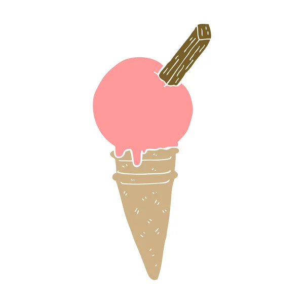 Plat Couleur Style Bande Dessinée Crème Glacée — Image vectorielle