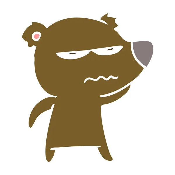 愤怒的熊扁平颜色风格动画片 — 图库矢量图片