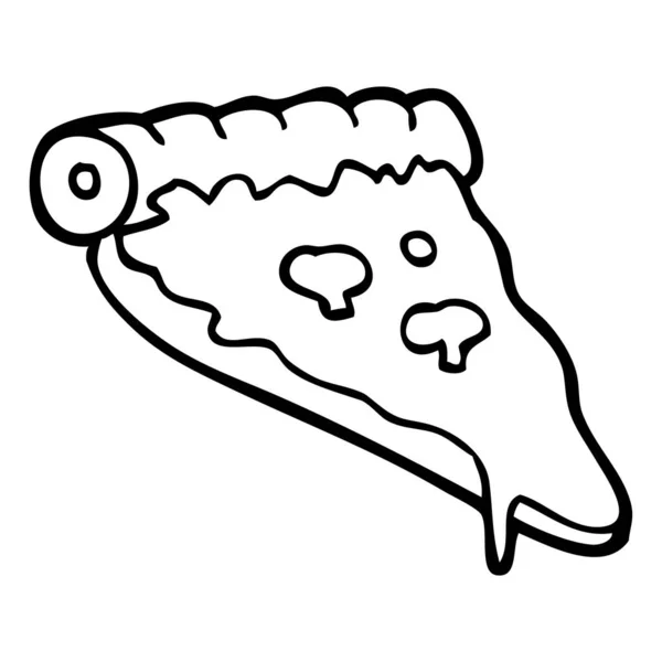 Line Drawing Cartoon Pizza Slice — Stock Vector