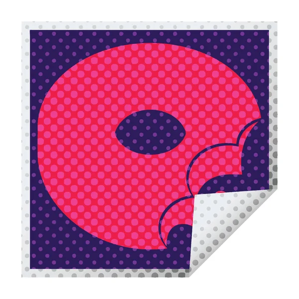 Bitten Donut Graphic Vector Square Peeling Sticker — Stock Vector