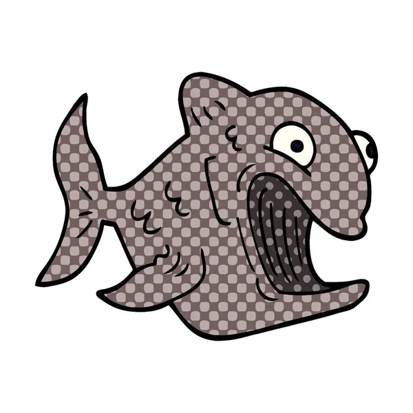 Divertido Dibujos Animados Garabato Pescado — Vector de stock