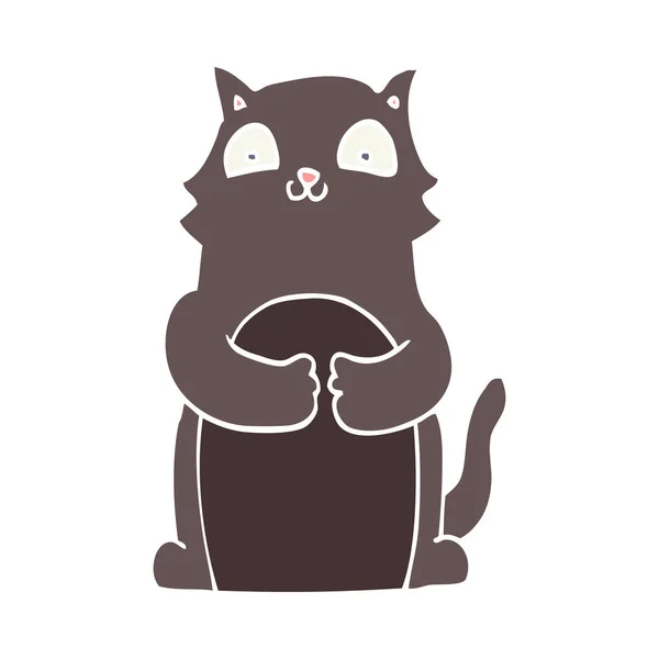 Plochý Barevný Styl Kreslená Kočka — Stockový vektor