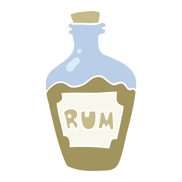 Flat Color Illustration Rum Bottle — Stock Vector