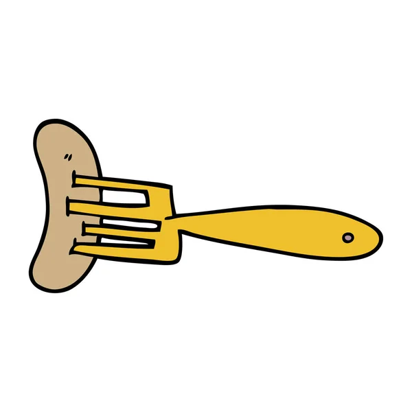 Cartoon Doodle Banger Fork — Stock Vector