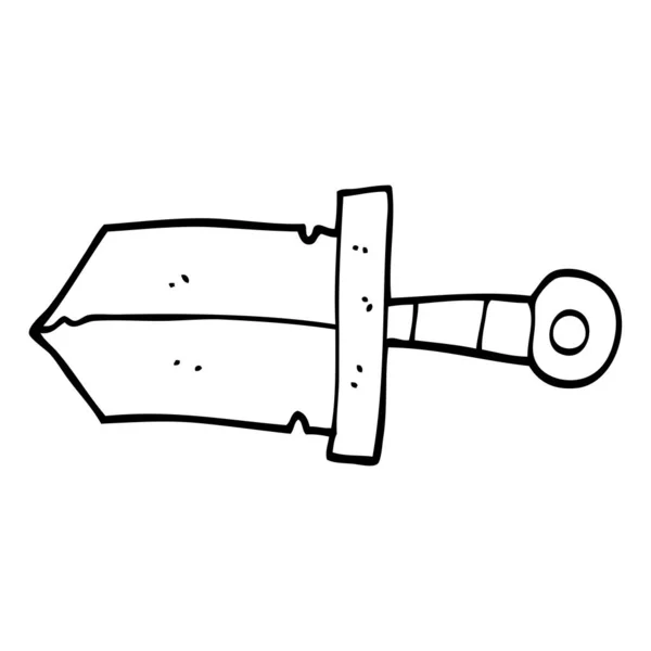 Linea Disegno Pugnale Cartone Animato — Vettoriale Stock