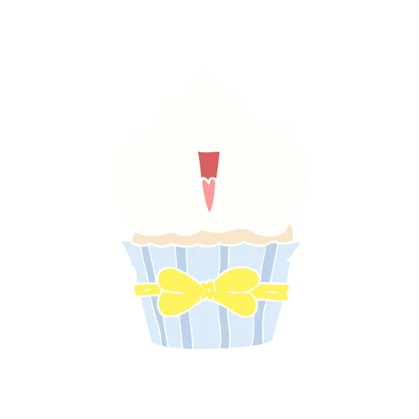 Feliz Color Plano Estilo Caricatura Cupcake — Archivo Imágenes Vectoriales