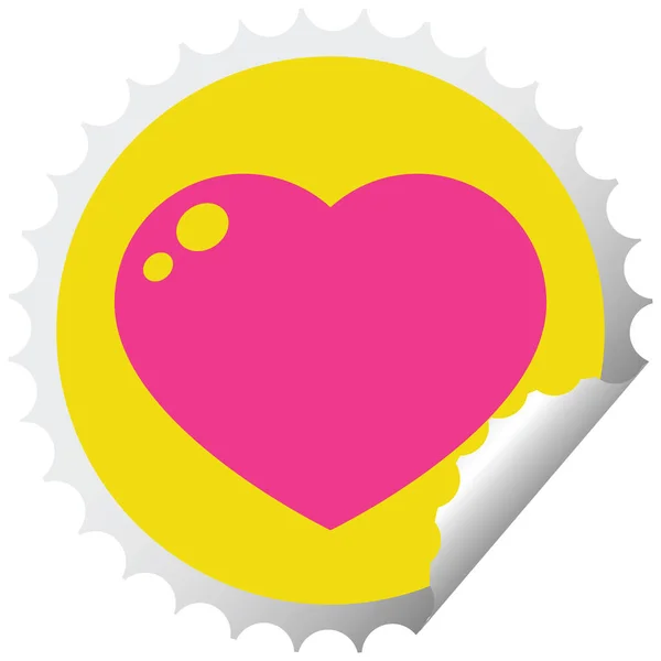 Corazón Pelado Pegatina Vector Gráfico Ilustración Circular Pelado Pegatina — Vector de stock