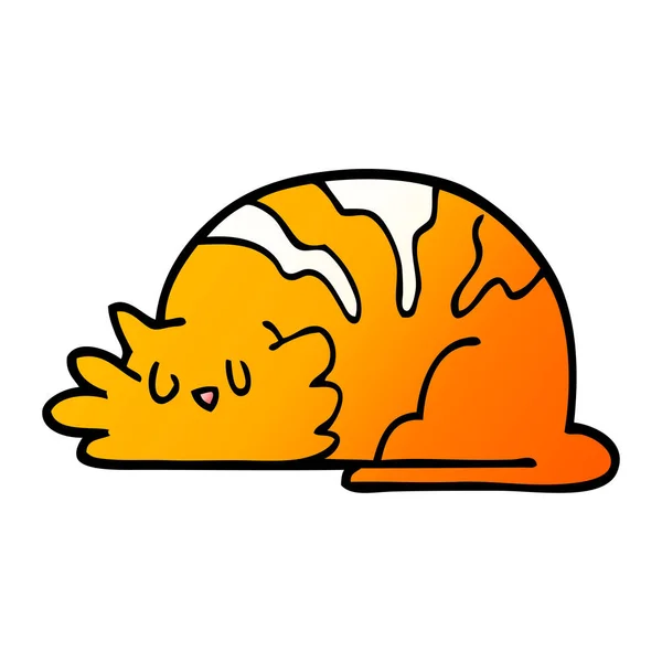 Cartoon Doodle Sleepy Cat — Stock Vector