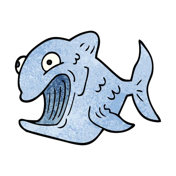 Divertido Dibujos Animados Garabato Pescado — Vector de stock