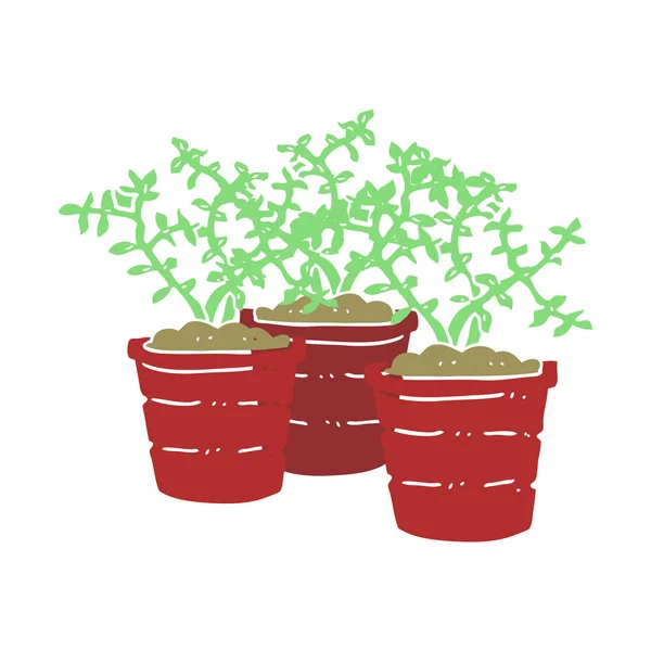 Flat Color Illustration Potted Plants — Stock Vector