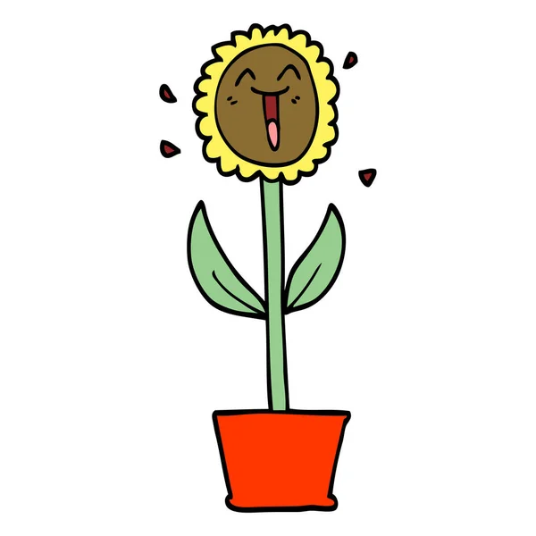 Hand Getrokken Doodle Stijl Cartoon Bloem Pot — Stockvector