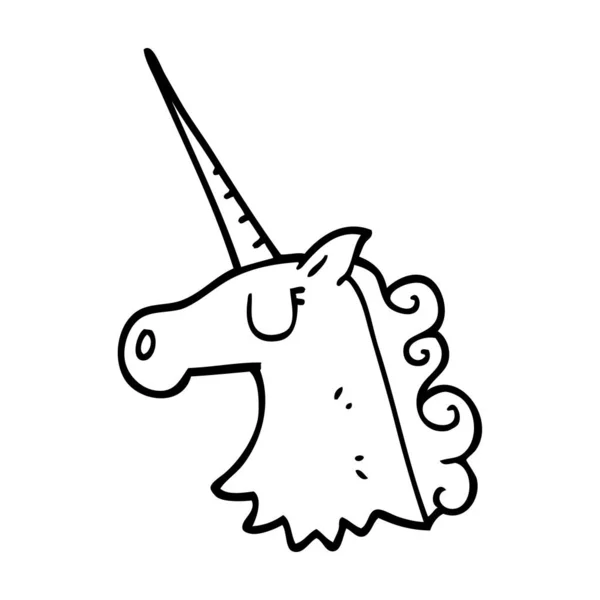 Gambar Garis Kartun Unicorn Cantik - Stok Vektor
