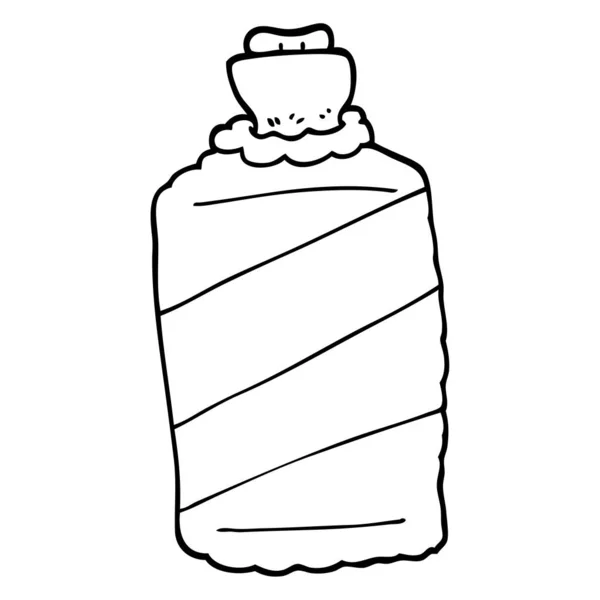 Negro Blanco Dibujos Animados Botella Agua Caliente — Vector de stock