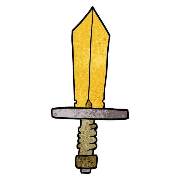 Cartoon Doodle Old Bronze Sword — Stock Vector