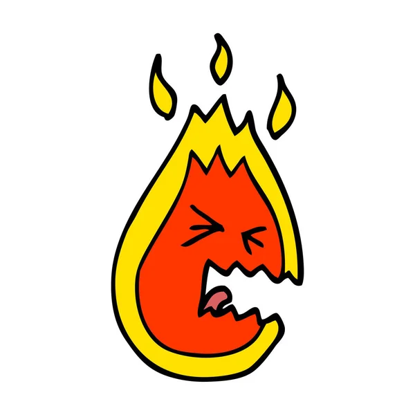 Cartoon Doodle Horký Vztek Plamen — Stockový vektor