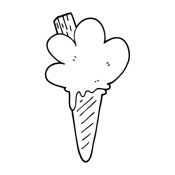 Línea Dibujo Dibujos Animados Helado Cono — Archivo Imágenes Vectoriales