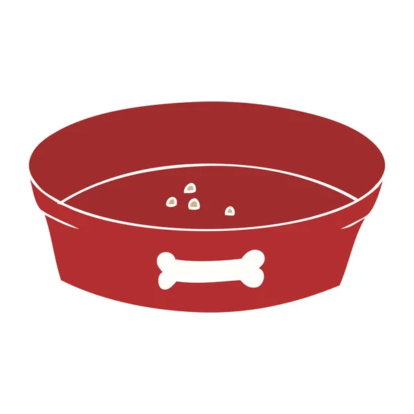 Flat Color Style Cartoon Empty Dog Food Bowl — Stock Vector