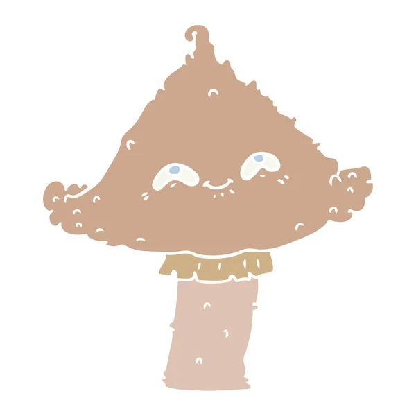 Flat Color Style Cartoon Mushroom Face — Stock Vector