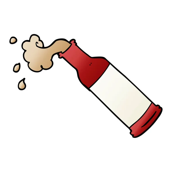 Cartoon Doodle Foaming Beer Bottle — Stock Vector