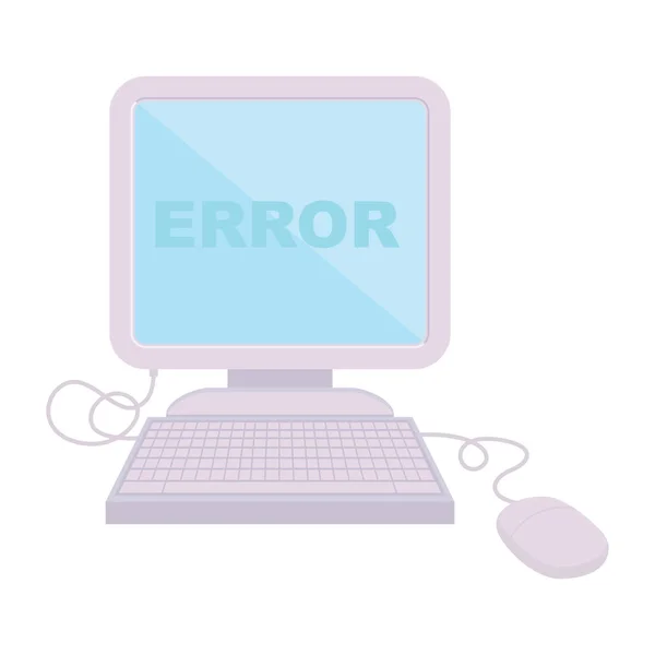 Flat Colour Illustration Computer Error — Stock Vector