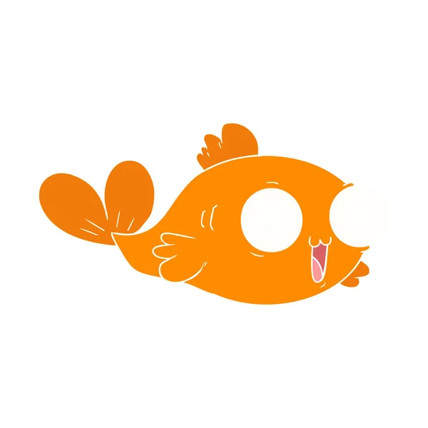 幸せ金魚フラット色のスタイルの漫画 — ストックベクタ