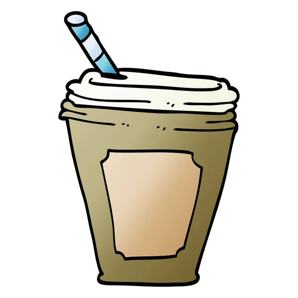 Karikatur Doodle Kaffeetasse Mit Stroh — Stockvektor