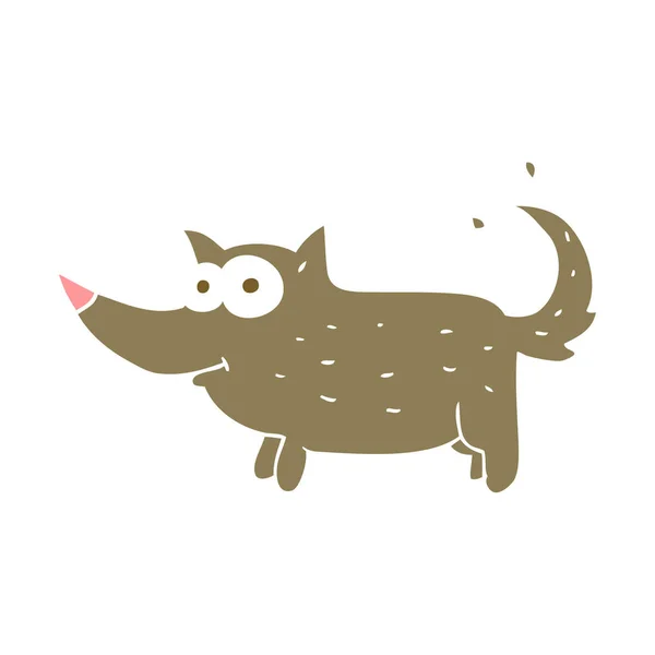 Platt Färg Illustration Hund Viftar Svansen — Stock vektor