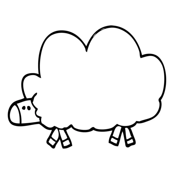 Line Drawing Cartoon Black Sheep — Stock Vector