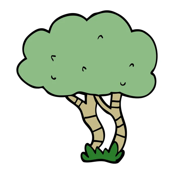 Desenho Animado Árvore Doodle Vetor Ilustração —  Vetores de Stock