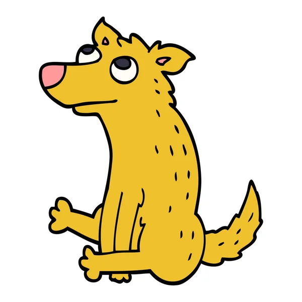 Γελοιογραφία Doodle Σκυλί Κάθεται — Διανυσματικό Αρχείο
