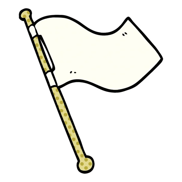 Γελοιογραφία Doodle Λευκή Σημαία Κυματίζει — Διανυσματικό Αρχείο