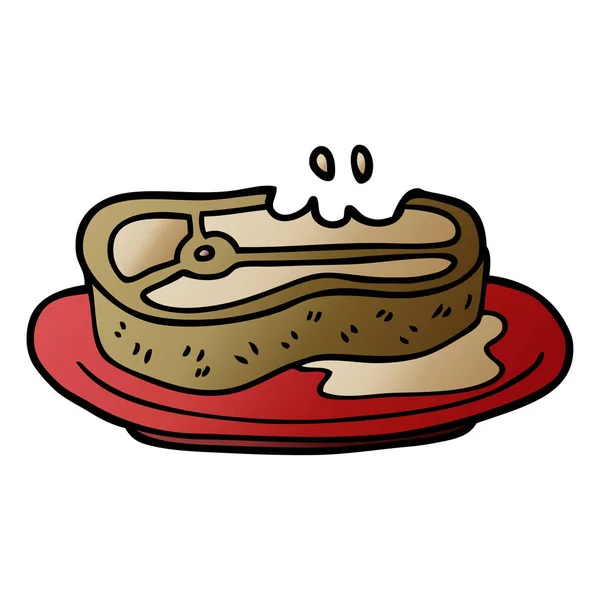 Kartun Doodle Daging Dimasak Dengan Baik - Stok Vektor