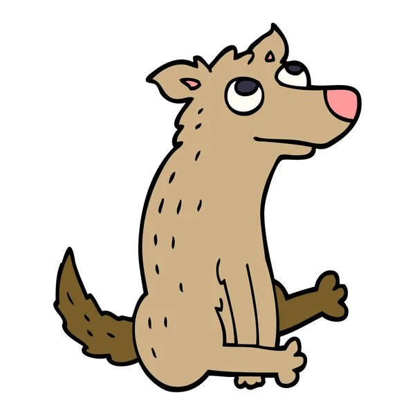 Desenho Animado Doodle Cão Sentado — Vetor de Stock