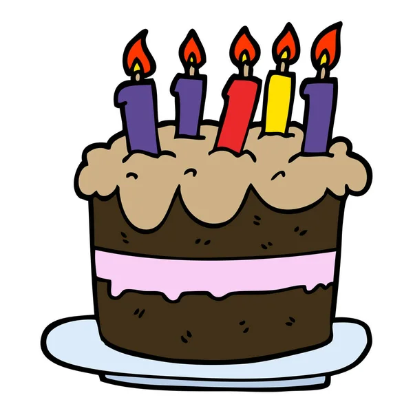 Cartoon Doodle Birthday Cake — Stock Vector
