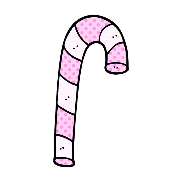 Dessin Animé Doodle Rose Canne Bonbons — Image vectorielle