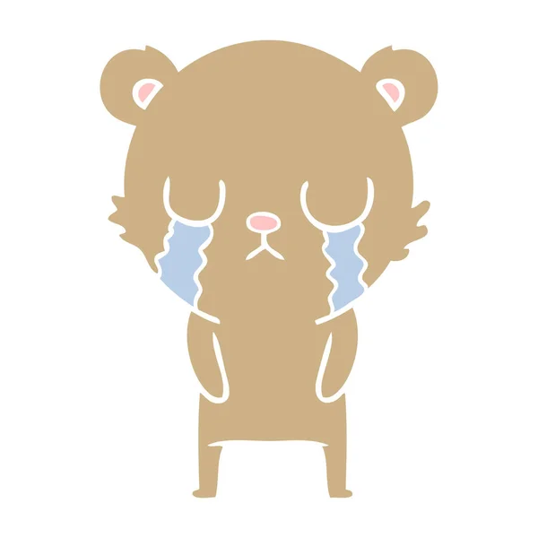 平板彩色动画片熊哭泣 — 图库矢量图片