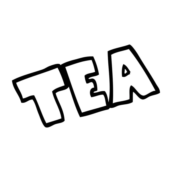 Line Drawing Cartoon Word Tea — Stock Vector