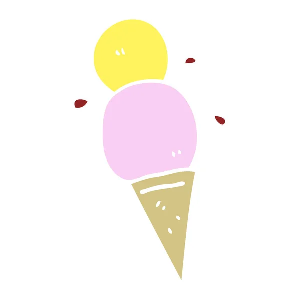 Flat Color Illustration Cartoon Ice Cream Cone — Stock Vector