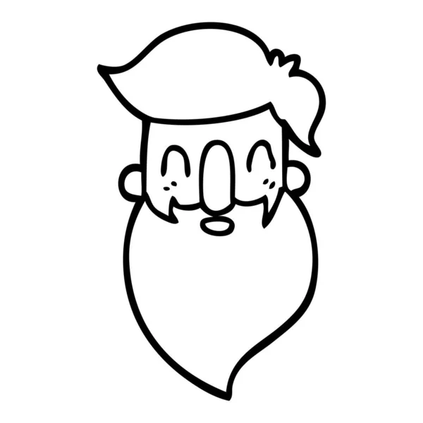 Línea Dibujo Hombre Dibujos Animados Con Barba — Vector de stock